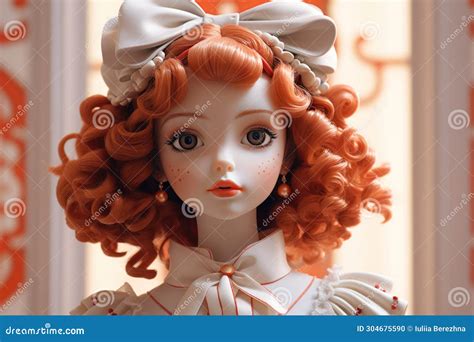 Close Up Of A Female Mannequin Doll With Long Curly Hair Stock