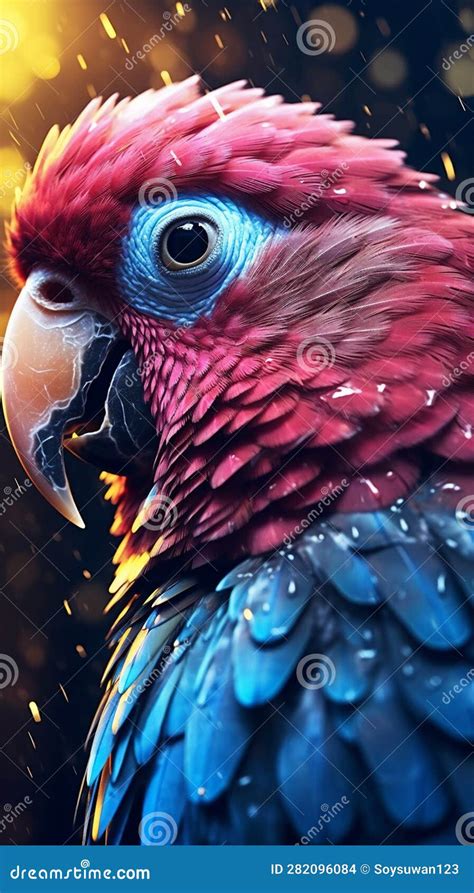 Semi Realistic Portrait Of A Parrot Generative Ai Stock Illustration