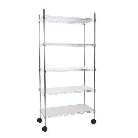 cadeninc Chrome 5-Tier Metal Wire Shelving Unit (30 in. W x 60 in. H x ...