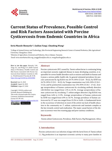 Pdf Current Status Of Prevalence Possible Control And Risk Factors