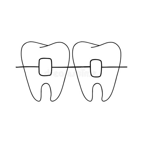 Tooth Braces Outline Doodle Icon Dentistry Stomatology And Dental