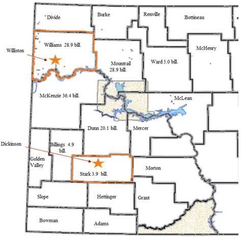 Map Of Oil And Gas Producing Counties In Western North Dakota Source