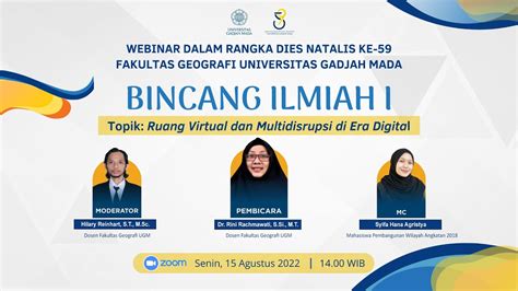 Webinar Dies Natalis Fakultas Geografi Ugm Ke 59 I Youtube