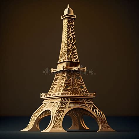 3D Paper Cut Model of Eiffel Tower Stock Illustration - Illustration of ...