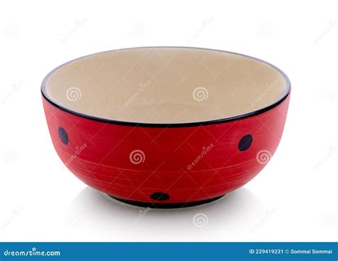 Red Ceramic Bowl Isolated on White Stock Image - Image of background, meal: 229419231