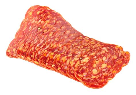 Italian Spianata Piccante Salami Meat Slices Stock Image Image Of