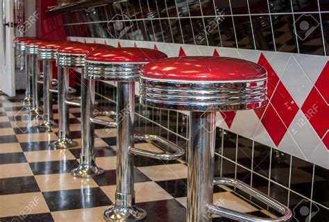 Classic 50s Style Bar Stools In Chrome And Red Bar Stools Red Bar