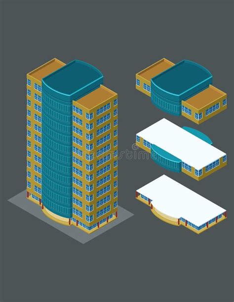 Edificio Moderno Isométrico Ilustración Del Vector Ilustración De