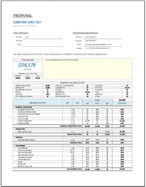 Editable Remodel Cost Estimator Remodelestimator Remodel Kitchen