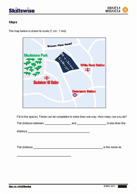 Map Scale Worksheet