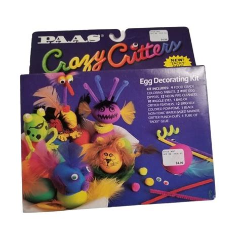 Paas Holiday Vtg 9s Easter Egg Kit Paas Crazy Critters Arts Crafts