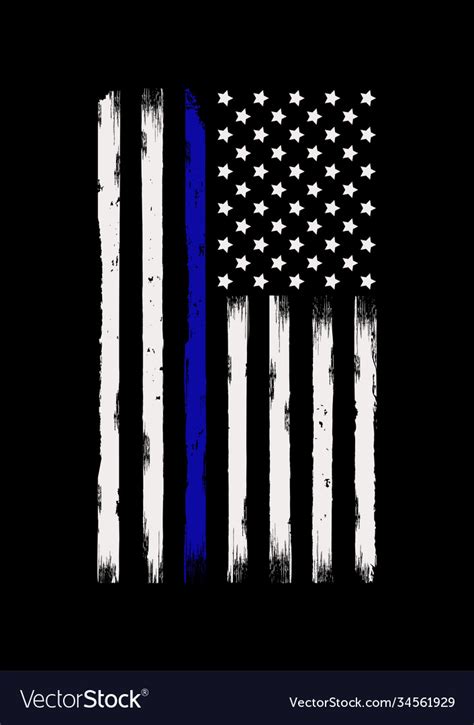 Thin Blue Line American Flag Design Background Vector Image