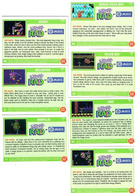 Zap Pax Totally Rad Nintendo Nes Trading Cards Online Shop