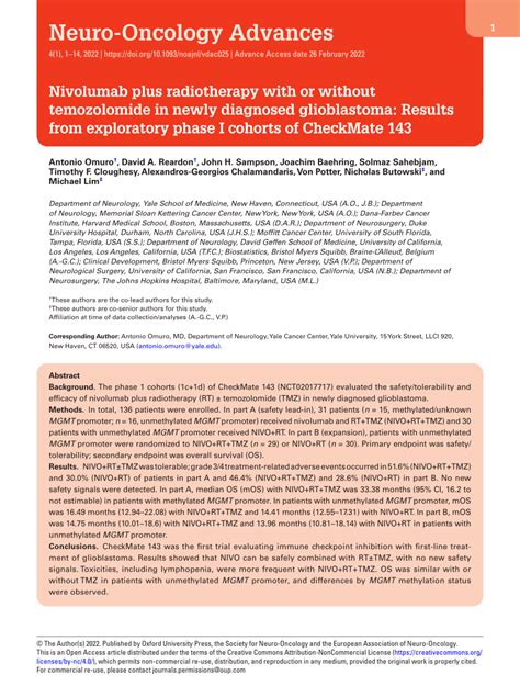 PDF Nivolumab Plus Radiotherapy With Or Without Temozolomide In Newly