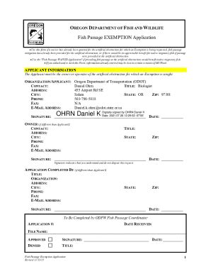 Fillable Online Exemption Request Odfw Fax Email Print Pdffiller