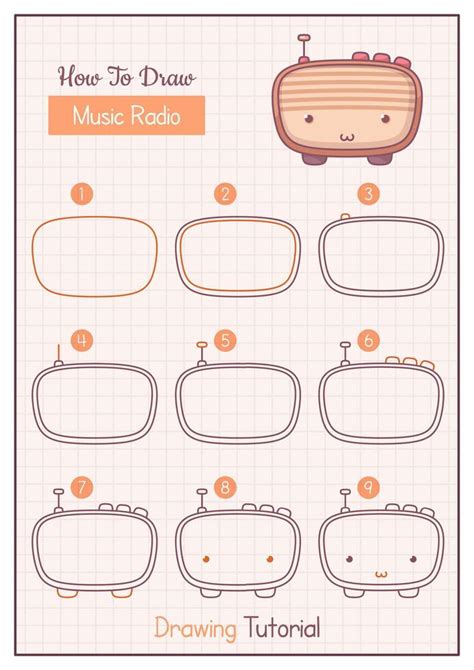 How to Draw a music radio. Step by Step Drawing Tutorial. Draw Guide ...