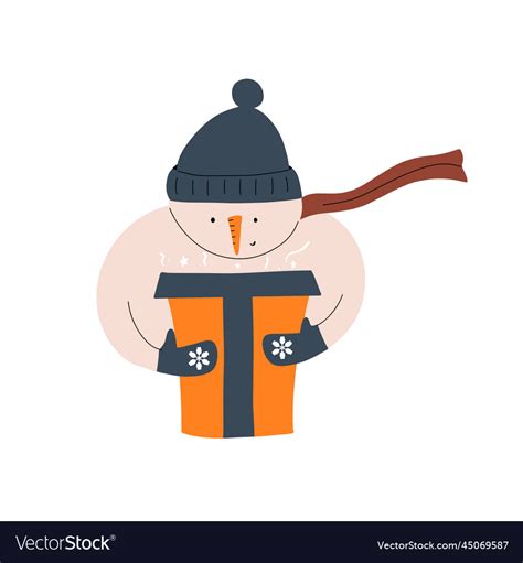 Snowman In A Hat Scarf And With A New Years Vector Image