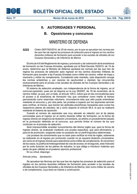 Orden Def De De Marzo Por La Que Se Aprueban Las Normas