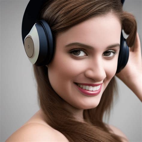 Gorgeous Young Woman Wearing Vintage Coconut Stereo Headphones