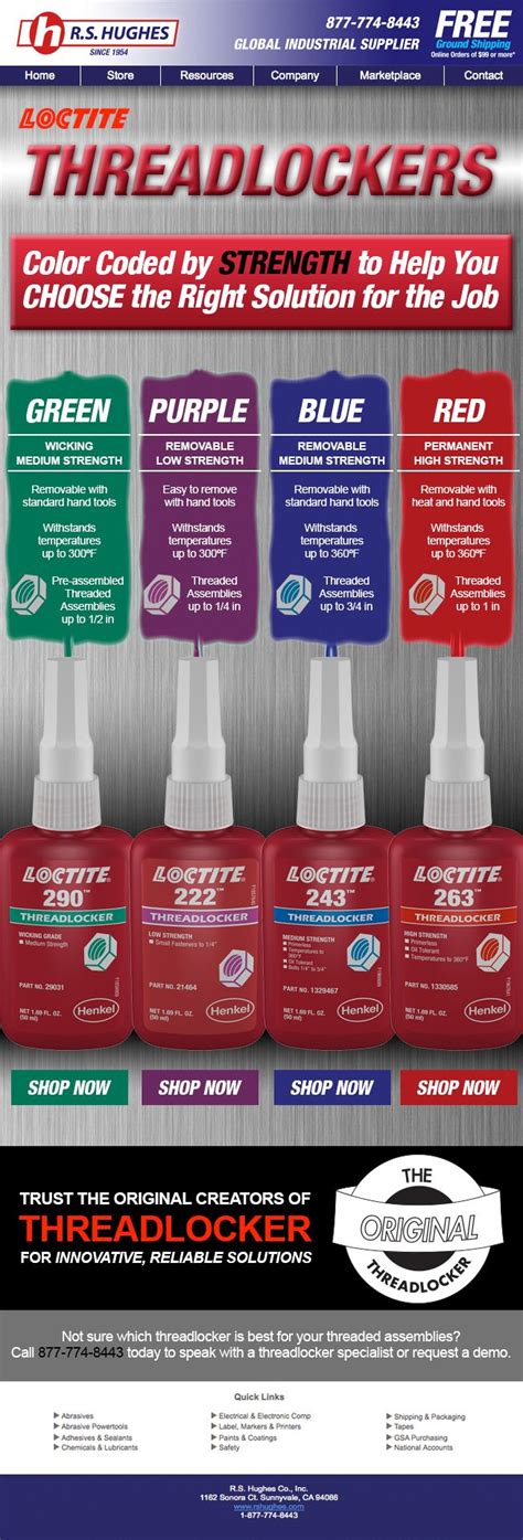 Loctite Threadlockers Color Coded By Strength To Help You Choose The