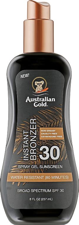 Australian Gold Spray Gel Sunscreen With Instant Bronzer SPF 30 Spray