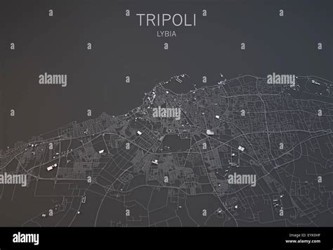 Satellite view of Tripoli map, Libya, Africa Stock Photo - Alamy