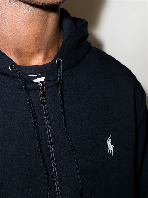 Polo Ralph Lauren Zip Up Hoodie Blue Farfetch Uk