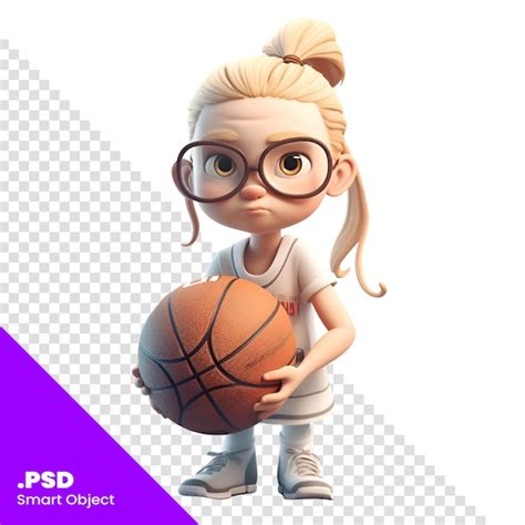 Representaci N Digital D De Una Linda Ni A Jugando Baloncesto Aislada