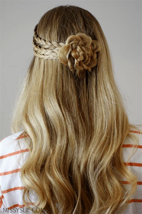 Triple Lace Braid Half Updo Rosette Missy Sue