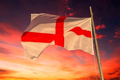 Premium Photo Waving English Flag Red Cross On White Isolated On