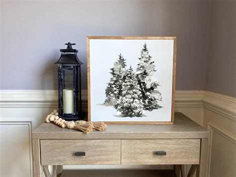 Evergreen Landscape Winter Trees Christmas Decor, Christmas Sign ...