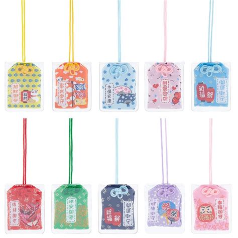 WEBEEDY 10 Pcs Japanese Omamori Charms Luck Charms Hanging Sachet