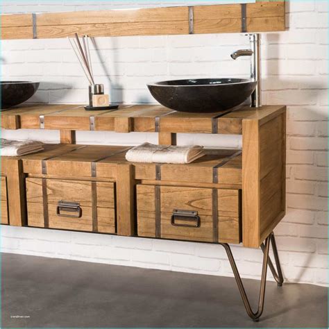 Meuble Vasque Original Meuble Sous Vasque Double Vasque En Bois Mindi Massif Trendmetr