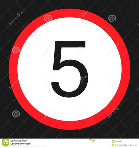 Maximum Speed Limit 5 Sign Flat Icon Stock Vector Illustration Of