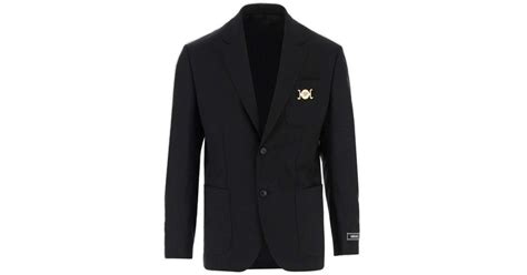 Versace Single Breasted Medusa Wool Jacket In Blue For Men Lyst