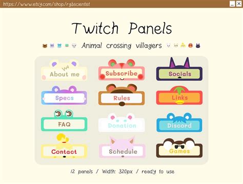 Animal Crossing Twitch Panels / 12 Panels - Etsy