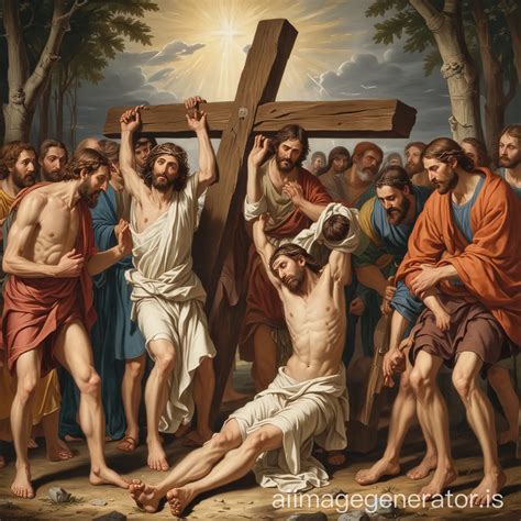 Jesus Falls Second Time Seventh Station Of The Cross Artwork AI Image