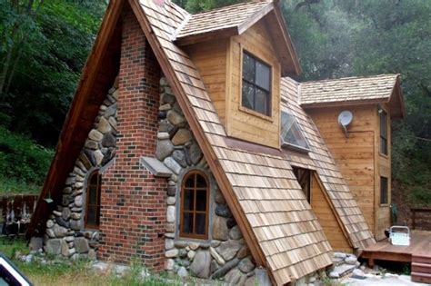 Unique A Frame Cabin With Stone Brick And Wood Tiny House Pins