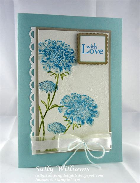 Sally's Stamping Delights: Blue Flowers in Faux Silk