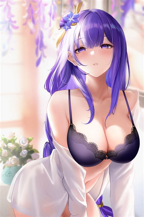 Cleavage Big Boobs Purple Hair Liu Liaoliao Anime Anime Girls