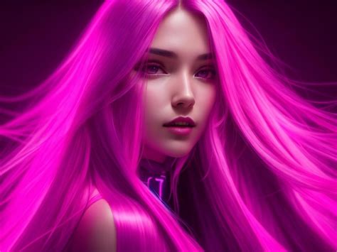 Premium Ai Image A Neon Woman With Long Hair And A Pink Ai Generated