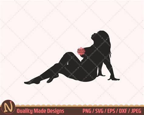 Sexy Thick Women Silhouette SVG Cut File Naked Women Sitting Sideview Clipart Female Boobs