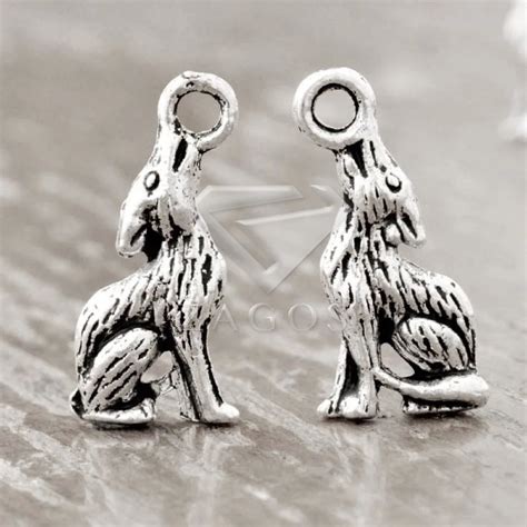 50 pçs prata antiga tibetano tom de prata 21x10x3mm lobo animal