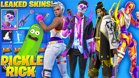 All New Fortnite Leaked Skins Emotes Pickle Rick Dia De Los