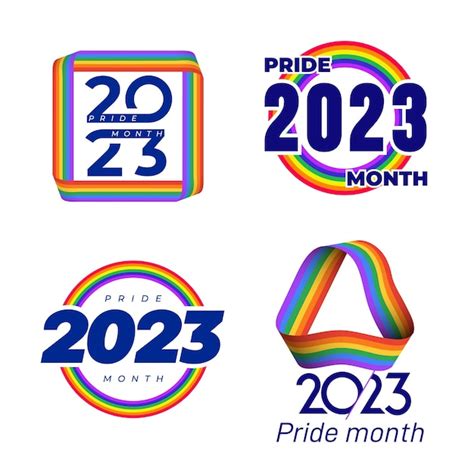 Premium Vector Set Of Pride Month 2023 Symbol Template Logos Of Lgbtq Event 2023 With Rainbow