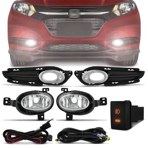 Kit Farol Milha HR V 2015 2016 2017 2018 Neblina Auxiliar Moldura