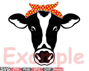 Cow Head Whit Bandana Silhouette Svg Clipart Polka Dot Cowboy Farm Milk