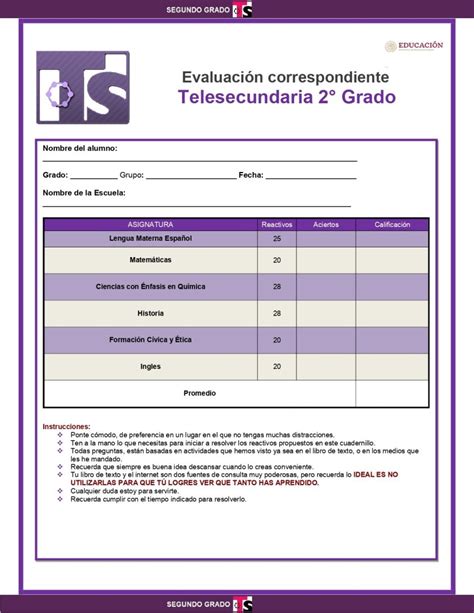 Ex Menes De Telesecundaria Do Trimestre Nuevo Modelo Educativo