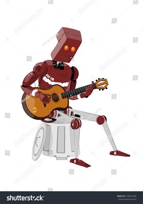 Robot Sitting Playing Guitar Stock Vector Royalty Free