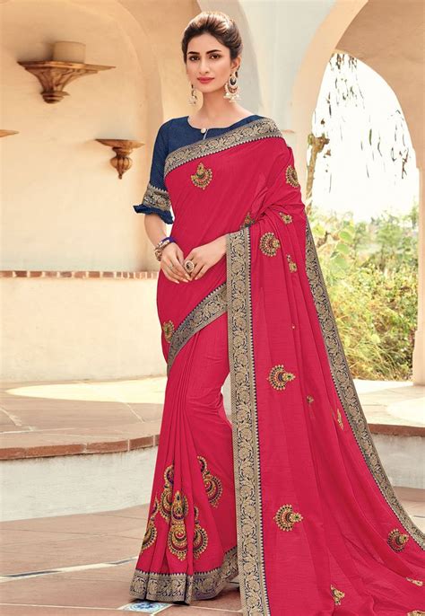 Magenta Art Silk Embroidered Festival Wear Saree 165289 Saree Designs